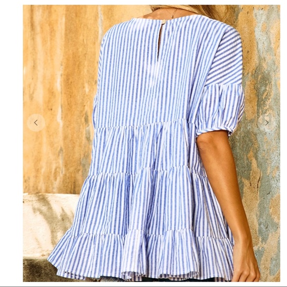 #18 Fabulous Stylish Striped Print Tiered Babydoll top - Picture 4 of 7